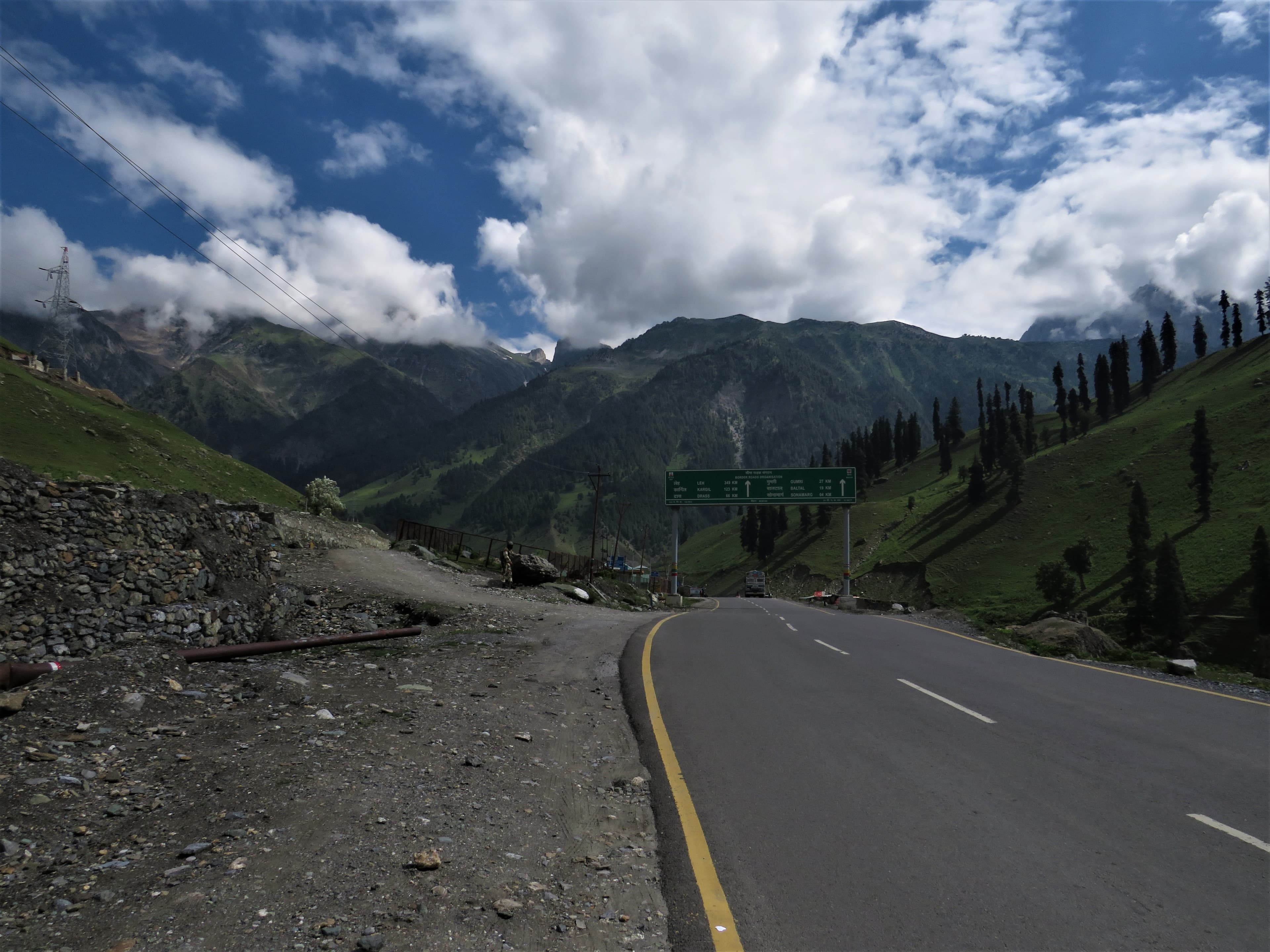 The original summer mountain road through green Sonamarg, Kashmir